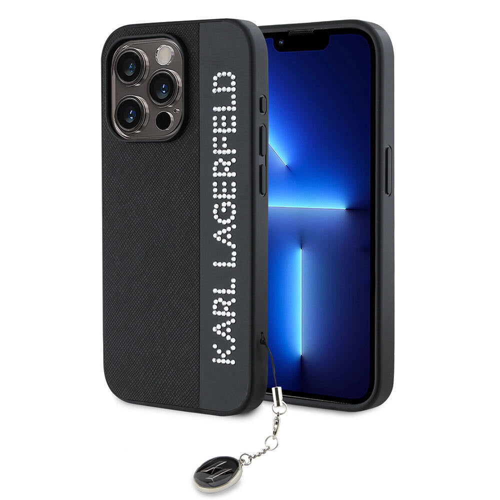 Karl Lagerfeld iPhone 15 Pro Orjinal Lisanslı Anahtarlıklı Taşlı KL Yazılı Saffiano Rhinestones Telefon Kılıfı - 1 Karl Lagerfeld iPhone 15 Pro Orjinal Lisanslı Anahtarlıklı Taşlı KL Yazılı Saffiano Rhinestones Telefon Kılıfı - 1